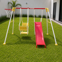 Columpio Doble y Resbaladilla + Canasta - Enerplay