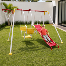 Columpio Doble y Resbaladilla + Canasta - Enerplay