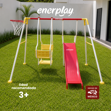 Columpio Doble y Resbaladilla + Canasta - Enerplay