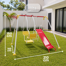 Columpio Doble y Resbaladilla + Canasta - Enerplay