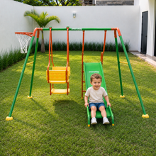 Columpio Doble y Resbaladilla + Canasta - Enerplay