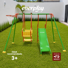 Columpio Doble y Resbaladilla + Canasta - Enerplay
