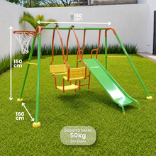 Columpio Doble y Resbaladilla + Canasta - Enerplay