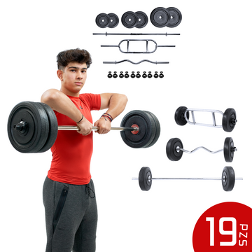 Kit de Pesas Barra Recta, Romana y Z (23 Kg) - Energym