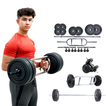 Kit De Pesas Barra Recta y Barra Romana (28 Kg) - Energym