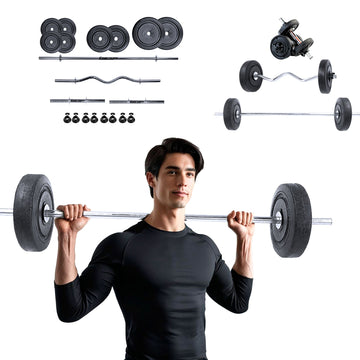 Kit de Pesas y Mancuernas, Barra Z (28 Kg) - Energym