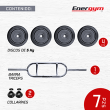 Barra Romana Tríceps Bíceps 88cm + 20kg en Discos – Energym