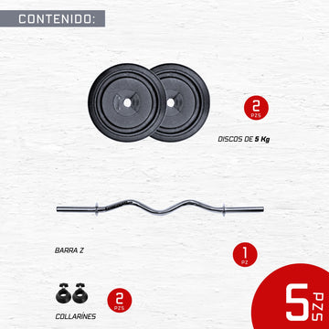 Barra Z Gym 88 cm con Discos (10 Kg) – Energym