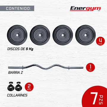 Barra Z con Discos 20 Kg - Energym