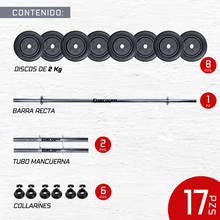 Mancuernas Y Barra Recta, Kit De Pesas 16 Kg - Energym