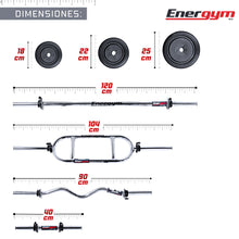 Kit de Pesas, Barra Recta, Z y Romana (28 Kg) - Energym