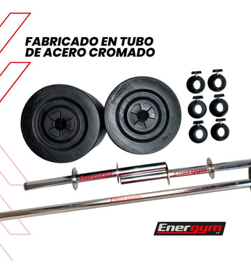 Mancuernas Y Barra Recta, Kit De Pesas 16 Kg - Energym