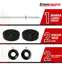 Barra Recta Con Discos 8 Kg/17 Lb, Barra Gym, Energym