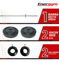 Barra Recta Con Discos 10kg/22 Lb, Barra Gym, Energym