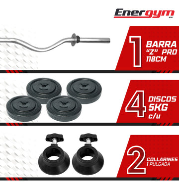 Barra Z Pro Cromada De 20kg Energym 6135