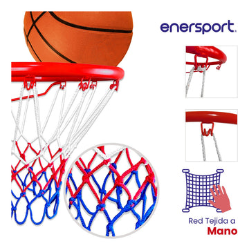 Red Basquetbol Tricolor Aro 12 Ganchos 43 cm – Enersport Modelo 1220