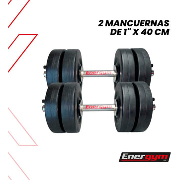 Mancuernas Y Barra Recta, Kit De Pesas 16 Kg - Energym