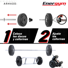 Kit De Pesas Barra Recta y Barra Romana (28 Kg) - Energym