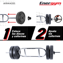 Barra Romana Tríceps Bíceps 88cm + 20kg en Discos – Energym