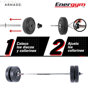 Barra Recta 120 cm con Discos (20 Kg) - Energym