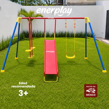 Columpio con Resbaladilla y Balancín Doble – Enerplay