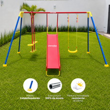 Columpio con Resbaladilla y Balancín Doble – Enerplay