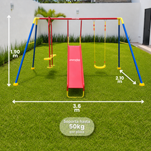 Columpio con Resbaladilla y Balancín Doble – Enerplay