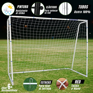 Portería De Fútbol Grande 244x177 cm Acero - Enersport