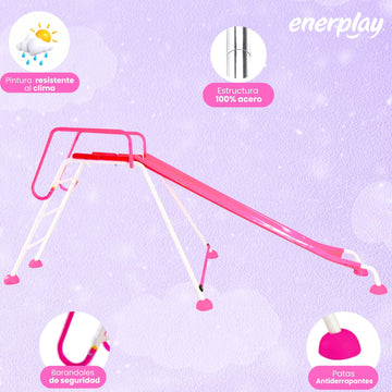 Resbaladilla Rosa para Niña Italia, 210x90cm - Enerplay