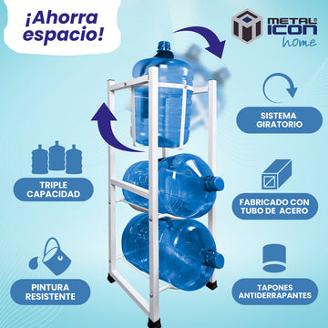 Porta Garrafón 2 En 1 Para 3 Garrafones 100x36cm - Metalicon