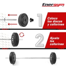 Barra Recta Con Discos 10kg/22 Lb, Barra Gym, Energym