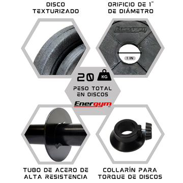 Barra Recta con Discos 20 kg - Energym